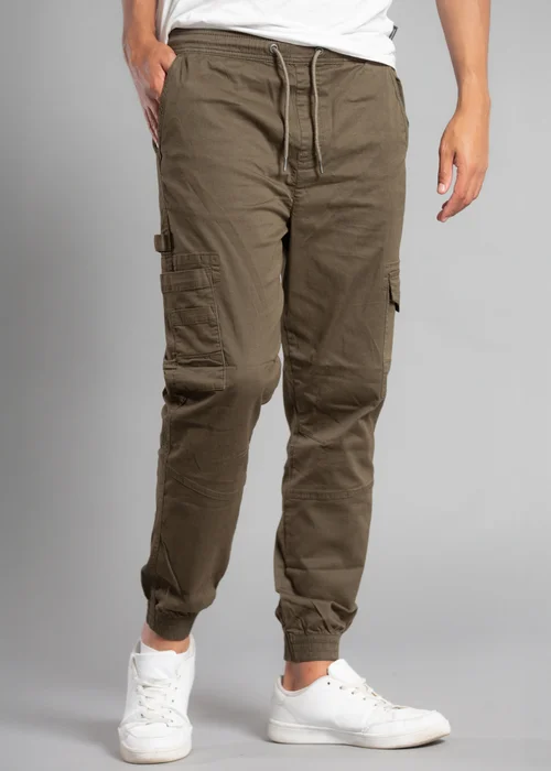 Tokyo Laundry Khaki Cotton Drawstring Cargo Trousers - 2XL Image 1