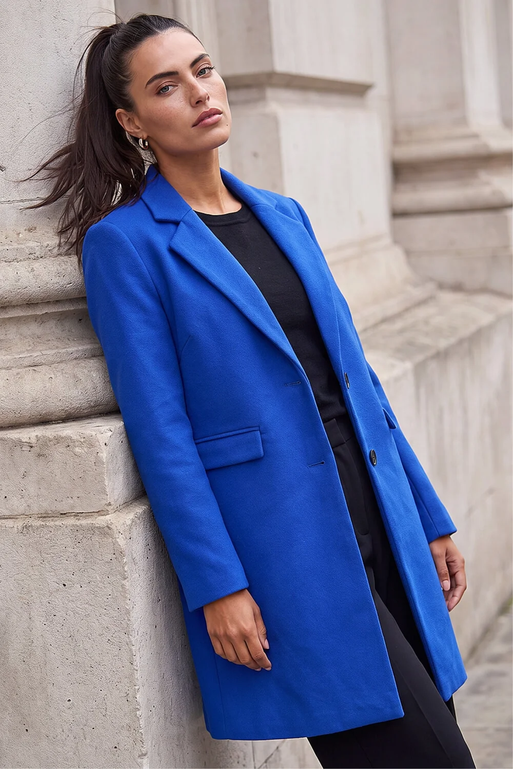 Roman Ink Blue Tailored Single Breasted Coat - 14 Image 1