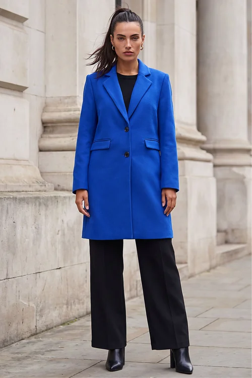 Roman Ink Blue Tailored Single Breasted Coat - 14 Image 3