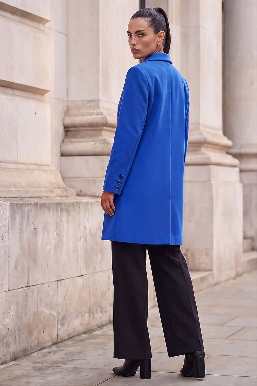 Roman Ink Blue Tailored Single Breasted Coat - 14 Image 4