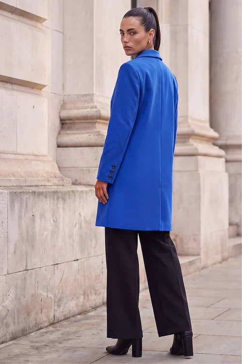 Roman Ink Blue Tailored Single Breasted Coat - 14 Image 4