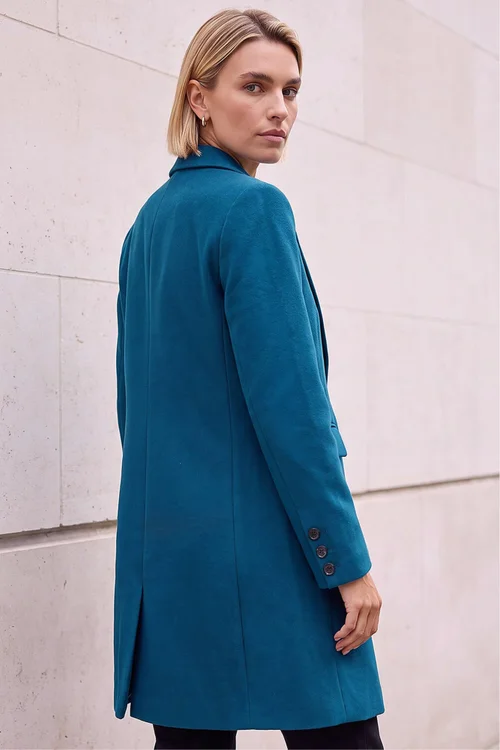 Roman Teal Tailored Single Breasted Coat - 16 Image 4