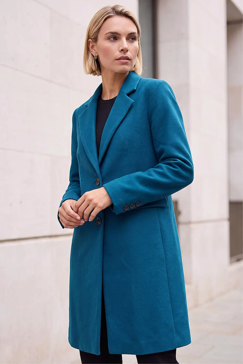 Roman Teal Tailored Single Breasted Coat - 16 Image 2