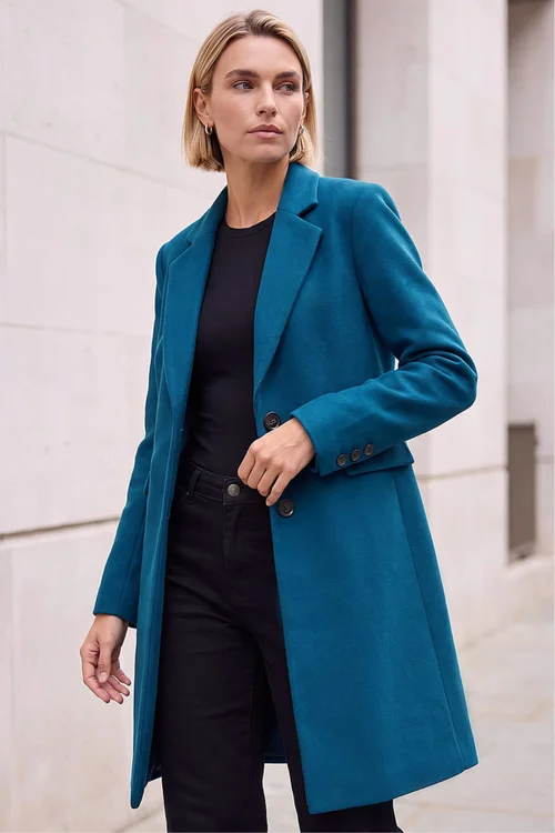 Roman Teal Tailored Single Breasted Coat - 16 Image 1