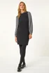 Roman Black Geometric Contrast Knit Dress - Size 16 Image 3