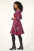 Roman Burgundy Petite Floral Print A-Line Stretch Dress - 18 Image 4