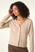 Roman Natural Shimmer V-Neck Ribbed Cardigan - M Image 3