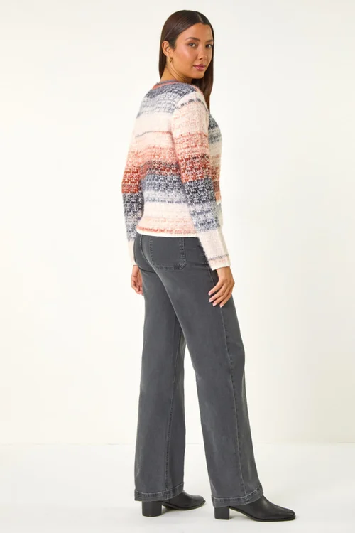 Roman Denim Fluffy Ombre Knit Cardigan - Size 18 Image 4