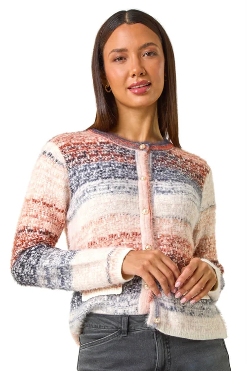 Roman Denim Fluffy Ombre Knit Cardigan - Size 18 Image 1