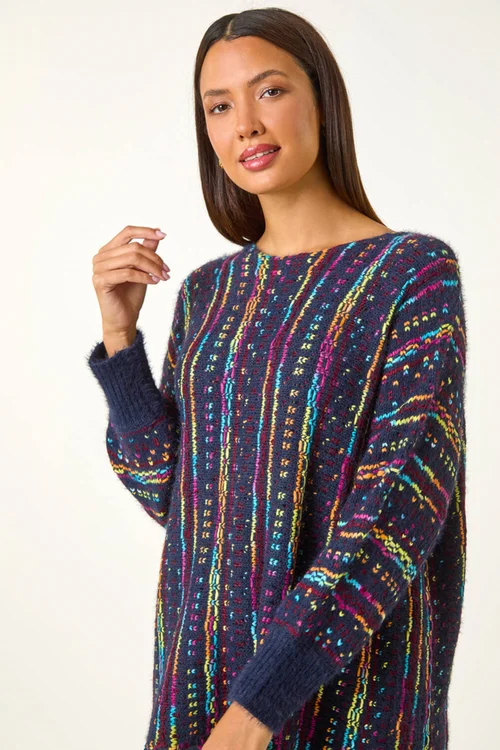 Roman Midnight Blue Fringe Hem Knit Longline Jumper - Size 16 Image 4