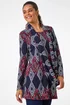 Roman Midnight Blue Printed Longline Tunic - Size 20 Image 2