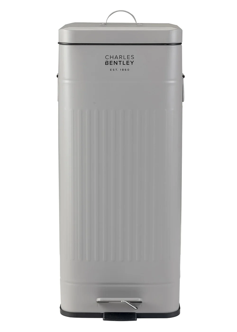 Charles Bentley Grey Retro Steel Square Kitchen Bin Light - One Size Image 1