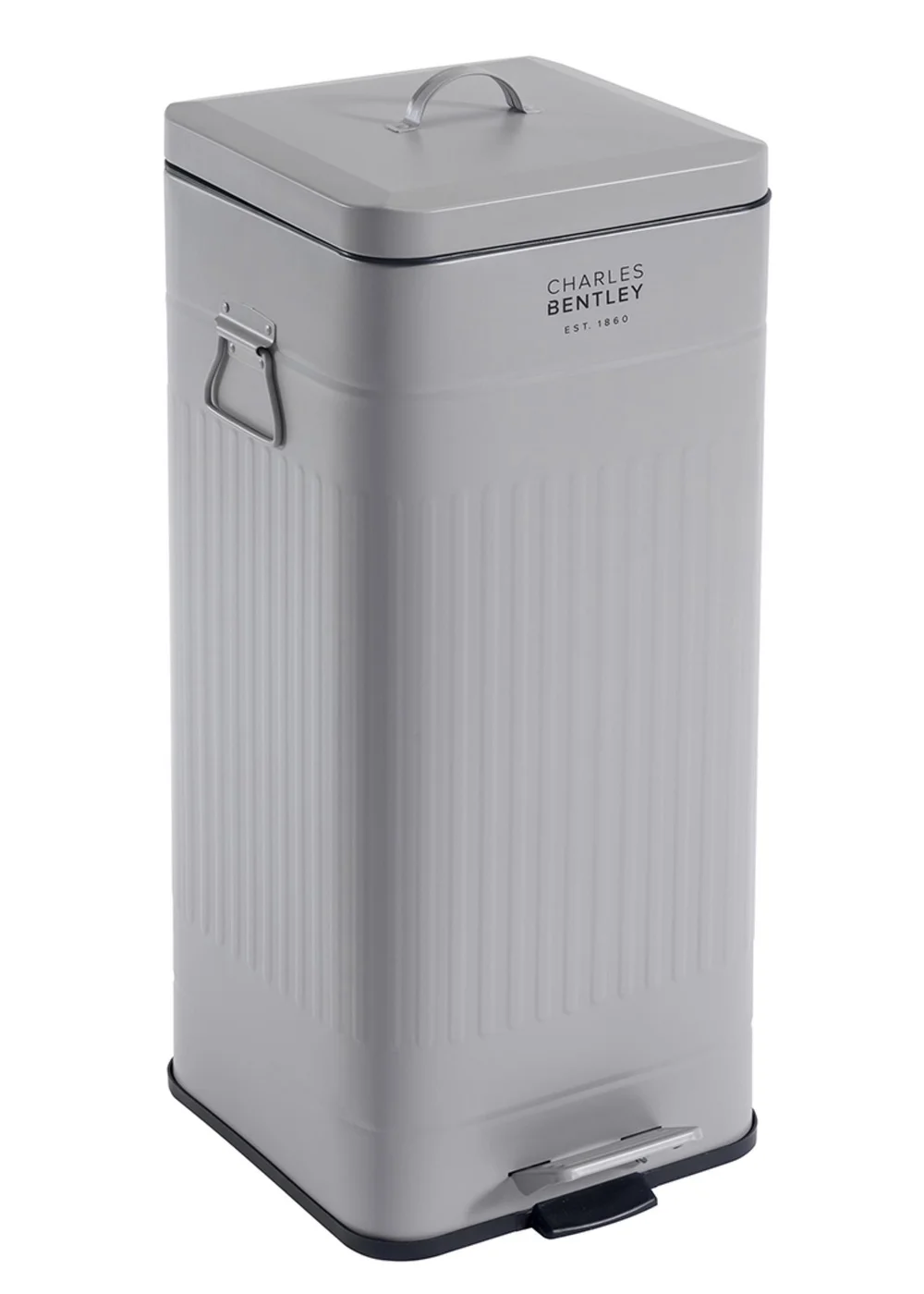 Charles Bentley Grey Retro Steel Square Kitchen Bin Light - One Size Image 2