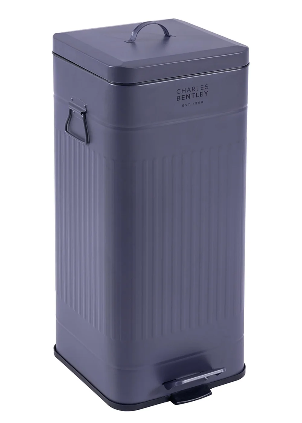 Charles Bentley Dark Blue Retro Steel Square Kitchen Bin - One Size Image 2