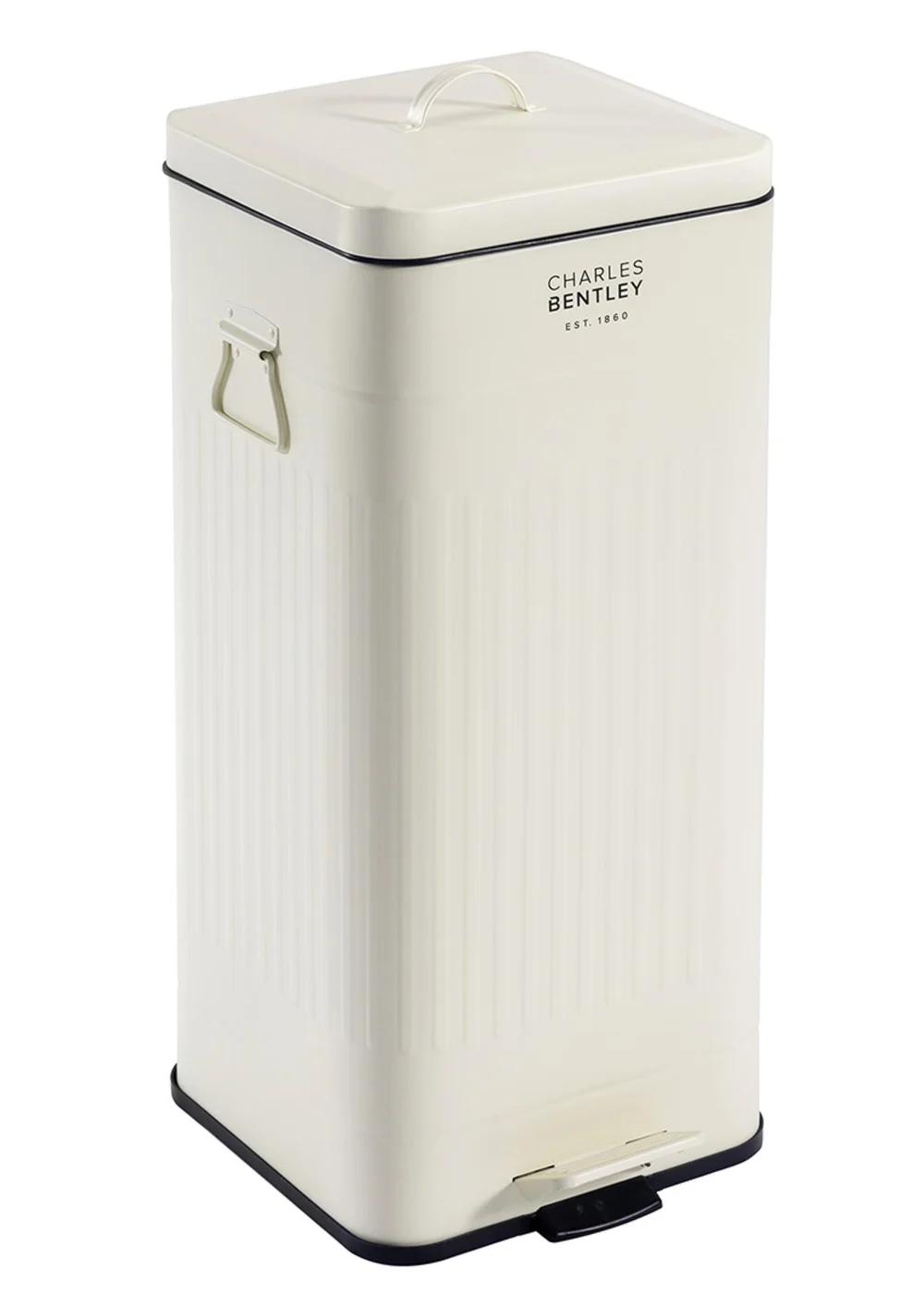 Charles Bentley Cream Square Retro Kitchen Pedal Bin - One Size Image 2