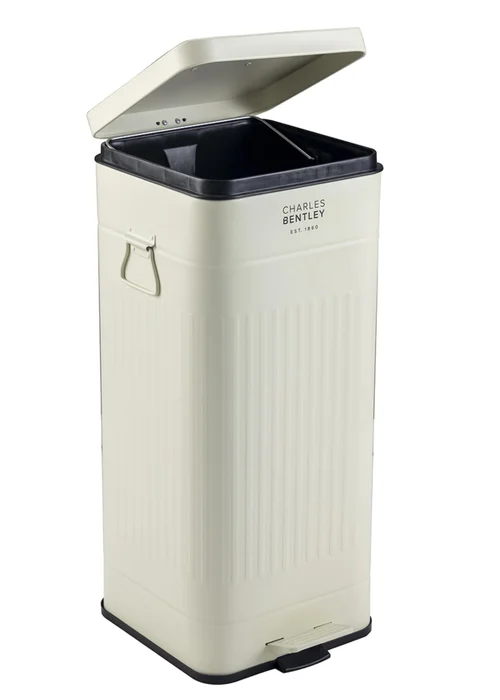 Charles Bentley Cream Square Retro Kitchen Pedal Bin - One Size Image 3