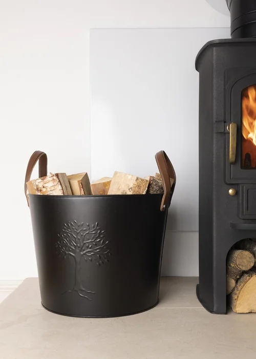 Charles Bentley Mulberry Large Leather Handle Log Bucket - Large Image 3