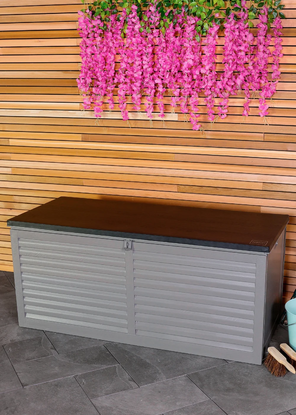 Charles Bentley 490L Grey and Black Outdoor Plastic Storage Box - One Size Image 1