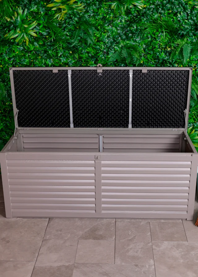 Charles Bentley 390L Grey and Black Outdoor Plastic Storage Box