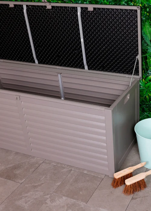 Charles Bentley 390L Grey and Black Outdoor Plastic Storage Box - One Size Image 2