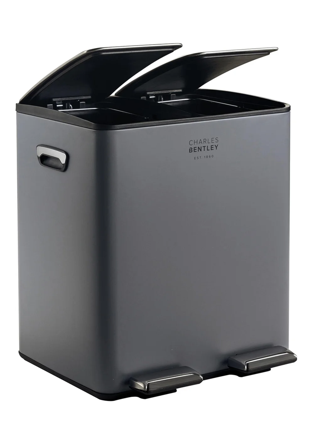 Charles Bentley Double Compartment Grey Kitchen Bin - One Size Image 1
