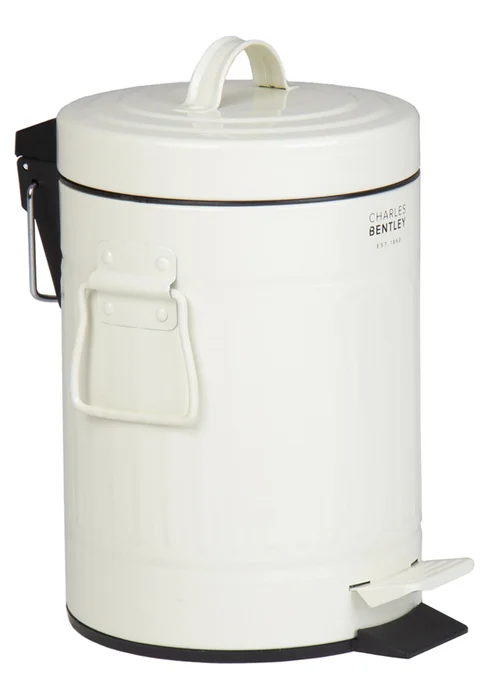 Charles Bentley Cream Retro Mini Pedal Bin - One Size Image 3