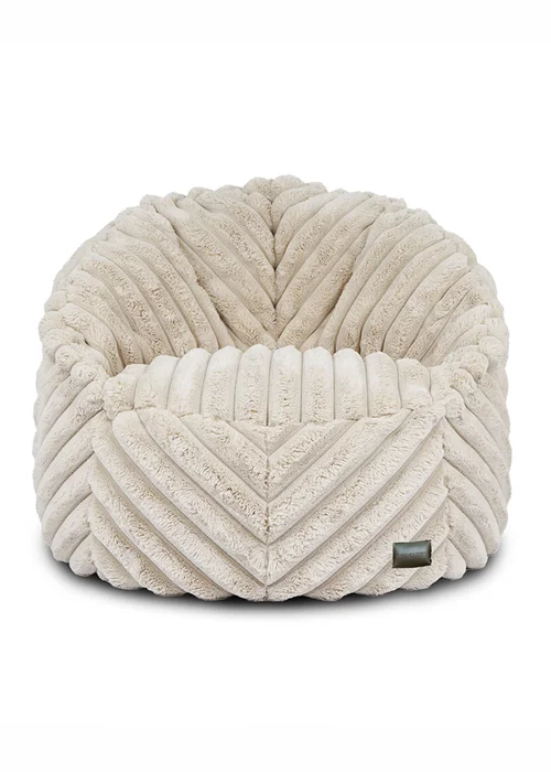 rucomfy Ribbed Faux Fur Zen Chair Cream Beanbag - One Size Image 3