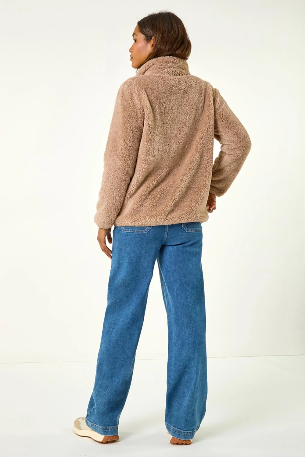 Roman Taupe Soft Sherpa Fleece Jacket - S Image 3