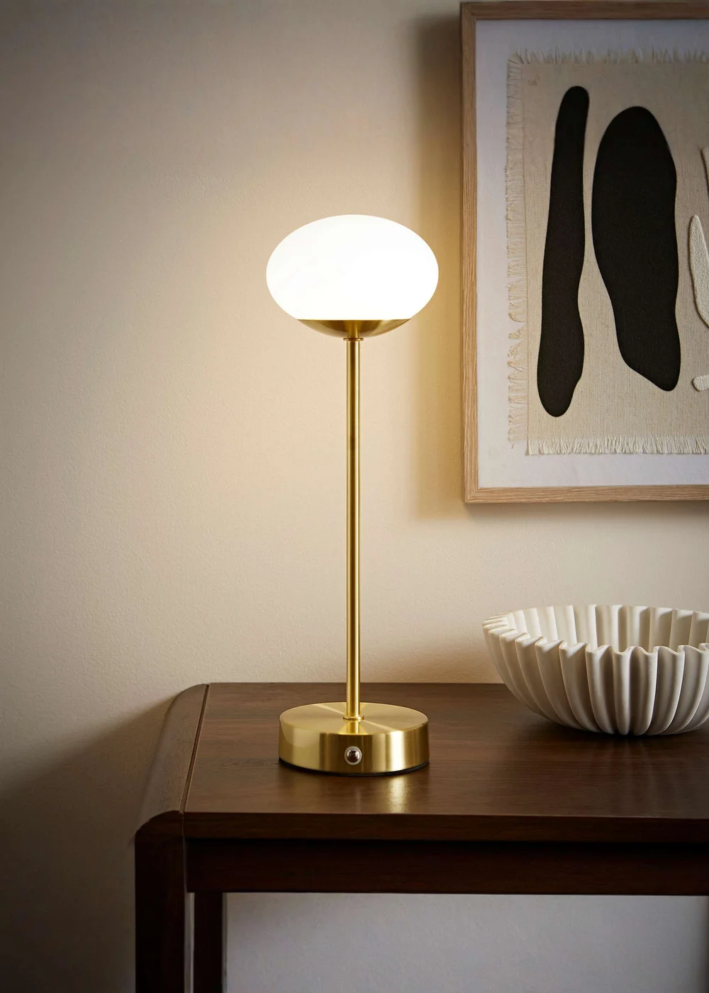 ValueLights Dimmable Gold Table Lamp with Globe Shade Integrated LED - One Size Image 1
