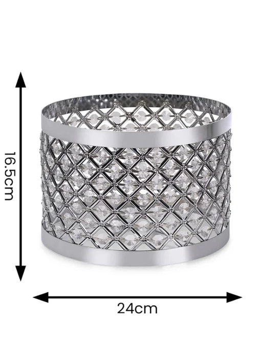 ValueLights Hadley Polished Silver Drum Ceiling Pendant Shade (16.5cm x 24cm x 24cm) - One Size Image 4