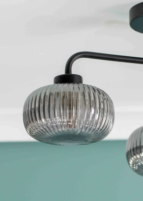 ValueLights Amaia Matte Black Semi-Flush Light with Clear Globe Shade - One Size Image 3