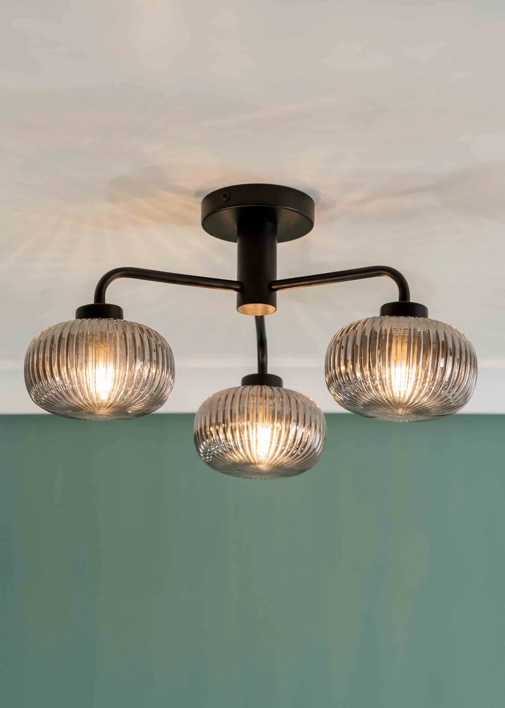 ValueLights Amaia Matte Black Semi-Flush Light with Clear Globe Shade - One Size Image 1