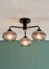 ValueLights Amaia Matte Black Semi-Flush Light with Clear Globe Shade - One Size Image 1