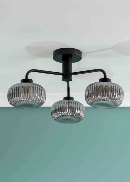 ValueLights Amaia Matte Black Semi-Flush Light with Clear Globe Shade - One Size Image 2