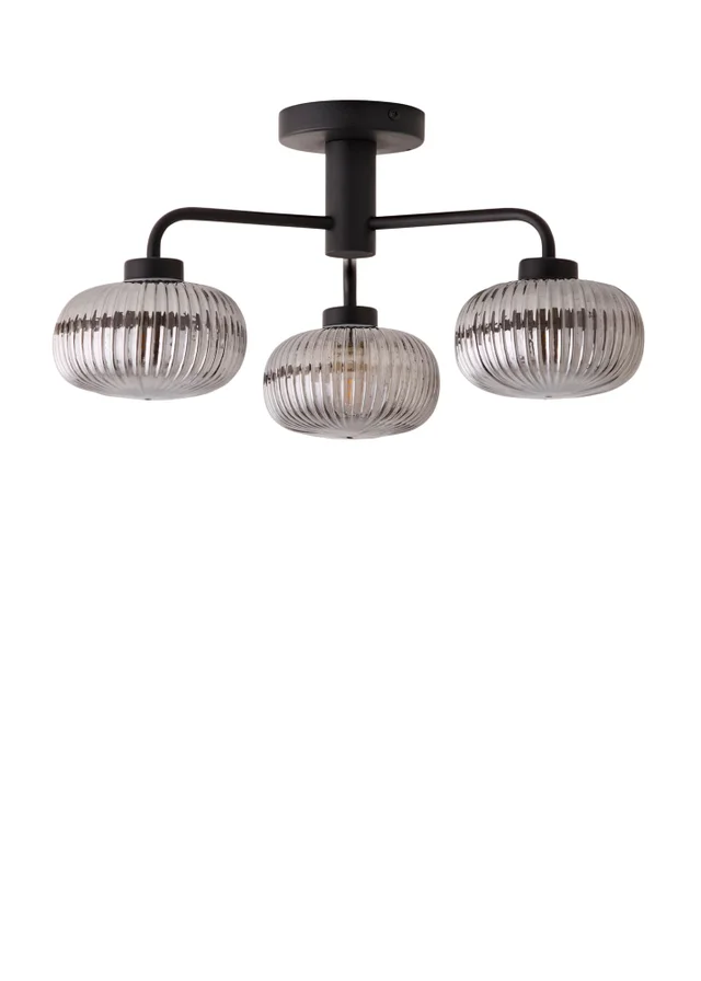 ValueLights Amaia Matte Black Semi-Flush Light with Clear Globe Shade