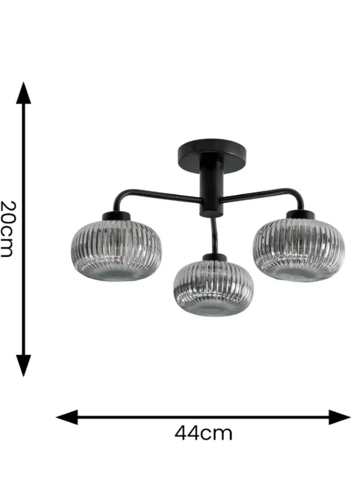 ValueLights Amaia Matte Black Semi-Flush Light with Clear Globe Shade - One Size Image 4