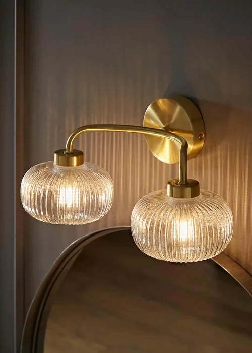 ValueLights Amaia Gold Wall Light with Clear Globe Shade - One Size Image 1