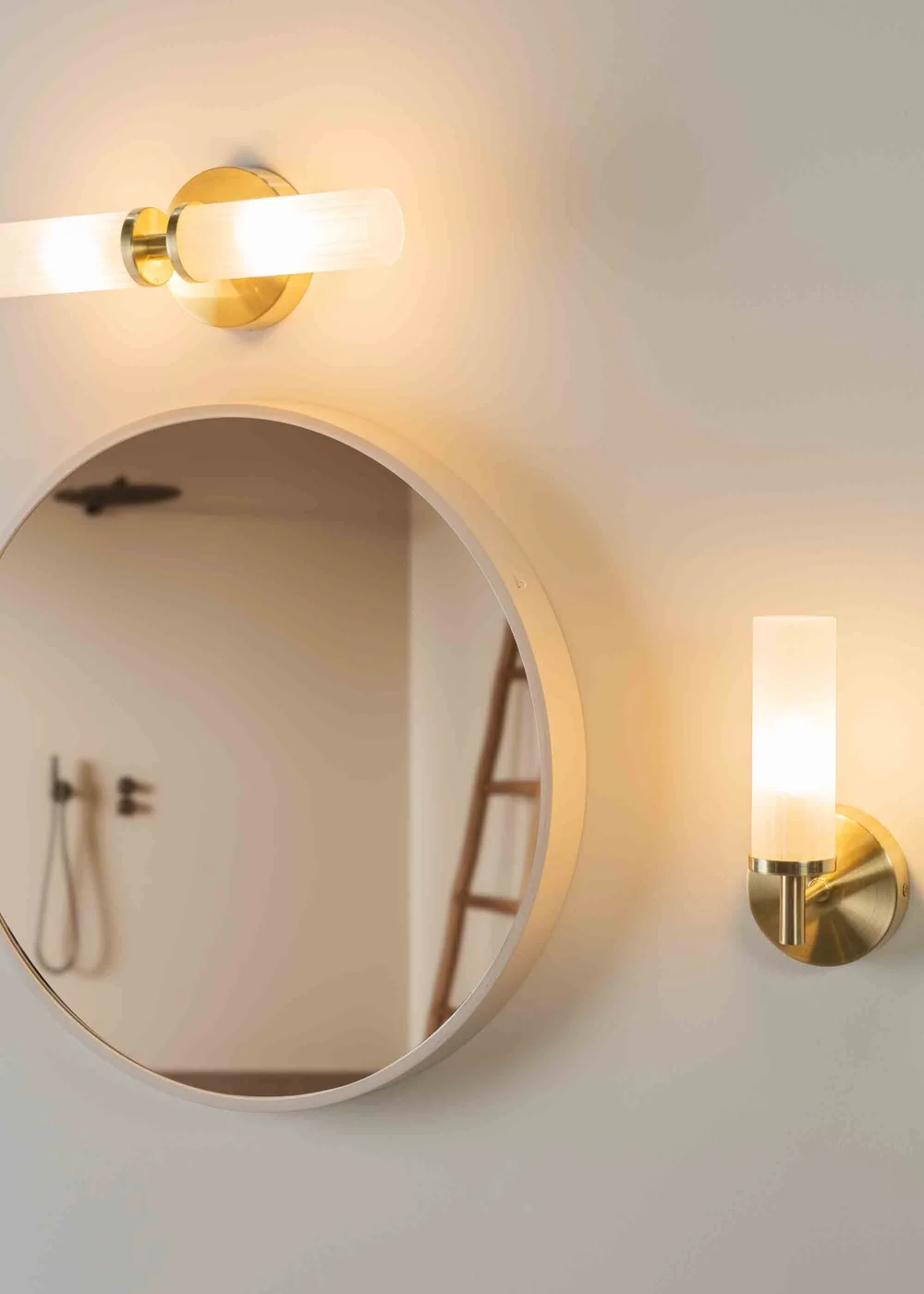 ValueLights Canya Matte Gold Wall Light with Clear Drum Shade - One Size Image 2