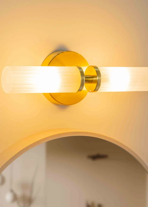 ValueLights Canya Matte Gold Wall Light with Clear Drum Shade - One Size Image 4