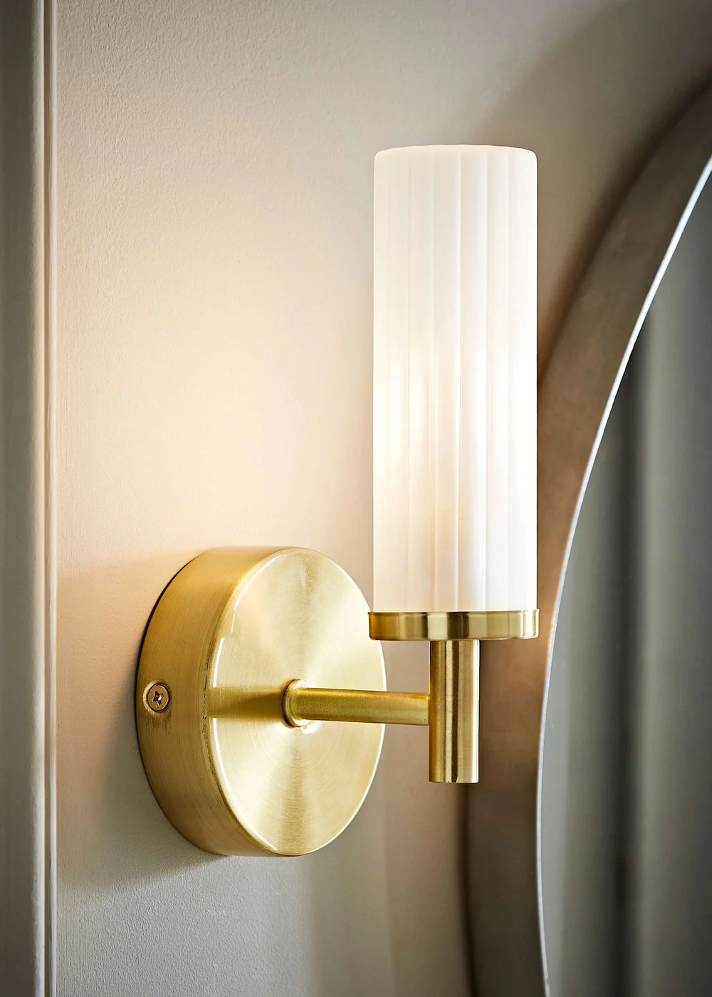 ValueLights Canya Matte Gold Wall Light with Clear Drum Shade - One Size Image 1