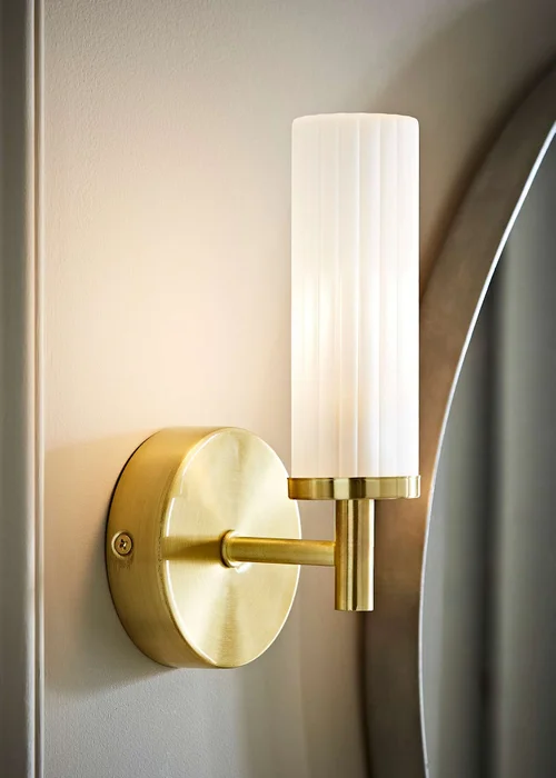 ValueLights Canya Matte Gold Wall Light with Clear Drum Shade - One Size Image 1