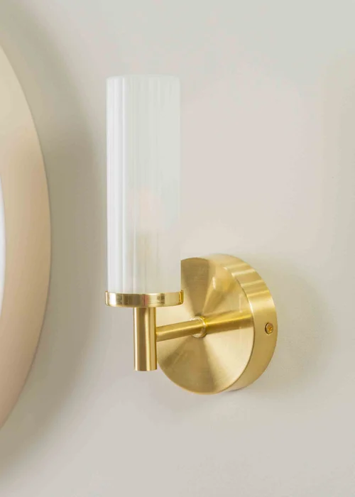 ValueLights Canya Matte Gold Wall Light with Clear Drum Shade - One Size Image 2