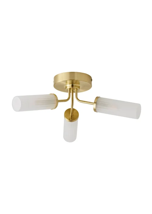 ValueLights Canya Matte Gold Semi-Flush Light with Clear Drum Shade - One Size Image 2