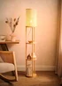 ValueLights Elsa Oak Effect Natural Floor Lamp with Natural Drum Shade - One Size Image 3