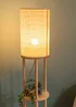 ValueLights Elsa Oak Effect Natural Floor Lamp with Natural Drum Shade - One Size Image 2