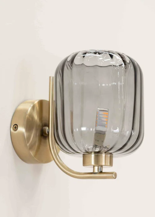 ValueLights Amelie Gold Wall Light with Grey Rectangular Shade - One Size Image 2
