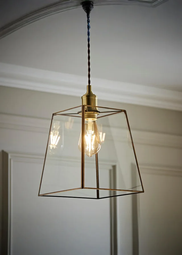 ValueLights Susie Glass Antique Brass Easy Fit Ceiling Lampshade