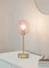 ValueLights Frenchie Gold Table Lamp with Pink Globe Shade (41cm x 15cm x 15cm) - One Size Image 1