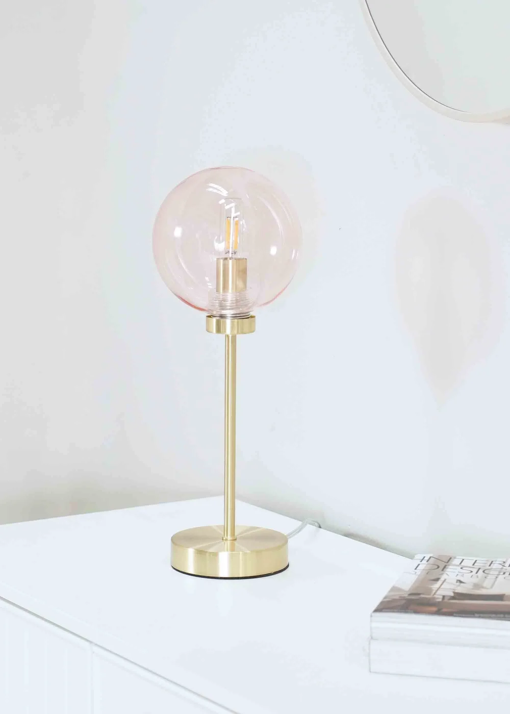 ValueLights Frenchie Gold Table Lamp with Pink Globe Shade (41cm x 15cm x 15cm) - One Size Image 2