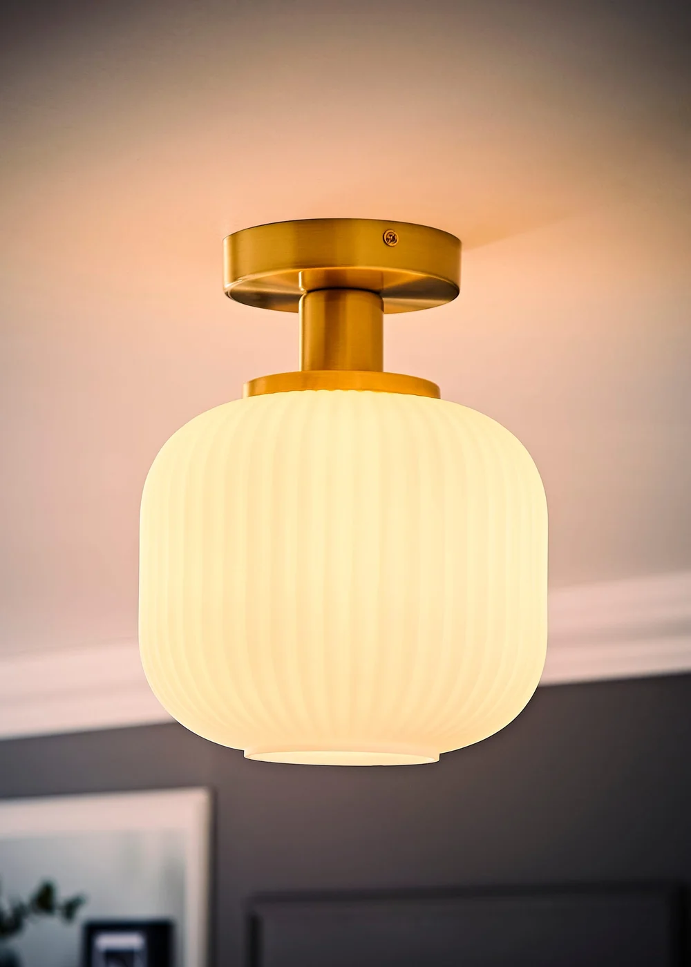 ValueLights Calpe Opal White Flush Light with White Oval Shade - One Size Image 3